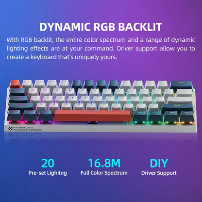 Teclado mecánico K500-B61 60% 61 Teclas Gamming Keybaord Wired Full Key Hot-Swappable RGB Backlit