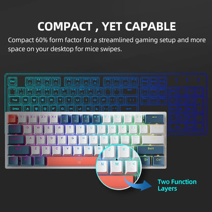 Teclado mecánico K500-B61 60% 61 Teclas Gamming Keybaord Wired Full Key Hot-Swappable RGB Backlit